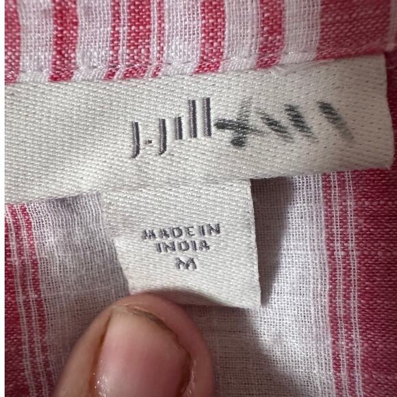 J.Jill Red & White Striped 100% Cotton Shirt - Size M Lightwieght preppy - Picture 4 of 10